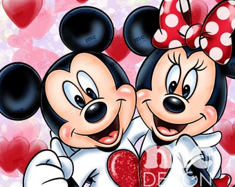 Archivo PNG de Minnie y Mickey Mouse | Feliz día de San Valentín | Diseño de sublimación de Minnie | Diseño de camiseta de Minnie | Descarga instantánea