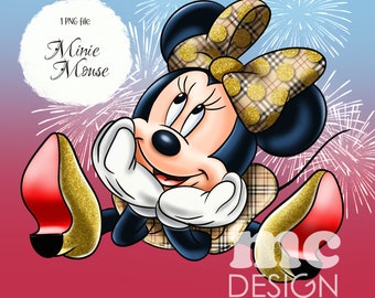 Archivo PNG de Minnie Mouse | Minnie sentada | Diseño de sublimación de Minnie | Diseño de camiseta de Minnie | Descarga instantánea