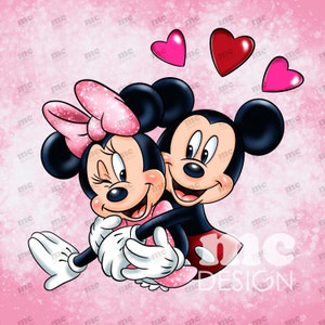 Minnie y Mickey aman el archivo PNG ? Feliz día de San Valentín | Diseño de sublimación de Minnie Mickey | Diseño de camiseta de Minnie | Descarga instantánea