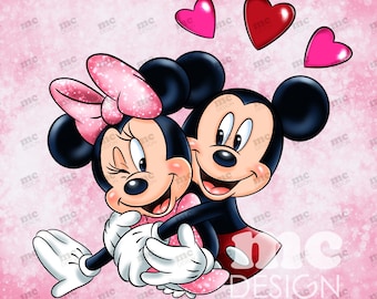 Minnie y Mickey aman el archivo PNG ? Feliz día de San Valentín | Diseño de sublimación de Minnie Mickey | Diseño de camiseta de Minnie | Descarga instantánea
