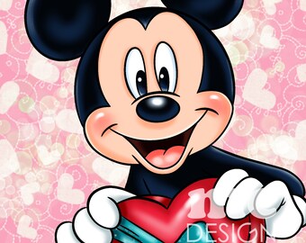 Archivo PNG de Mickey ? Feliz día de San Valentín | Diseño de sublimación de Mickey | Diseño de camiseta de Mickey | Descarga instantánea