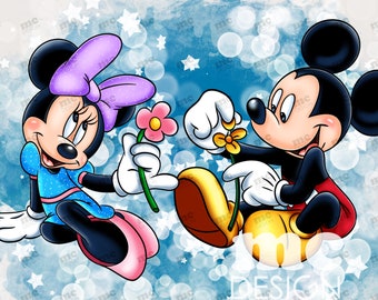 Archivo PNG de Minnie y Mickey ? Feliz día de San Valentín | Diseño de sublimación de Minnie Mickey | Diseño de camiseta de Minnie | Descarga instantánea