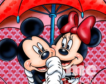 Archivo PNG de Minnie y Mickey Mouse | Feliz día de San Valentín | Diseño de sublimación de Minnie | Diseño de camiseta de Minnie | Descarga instantánea
