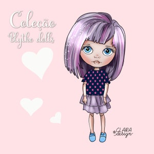 ブライス人形のイラスト |かわいい人形 PNG |かわいい女の子のクリップアート |かわいいキャラクター |人形のクリップアート セット |デジタルダウンロード | pngファイル
