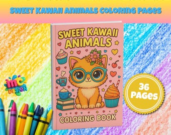 Dibujos para colorear de animales kawaii, páginas para colorear para niños, páginas para colorear imprimibles, imprimibles de animales, páginas para colorear para niños, 8.5x11"