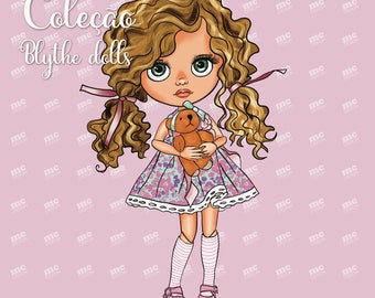 blythe doll illustration | cute doll png | cute girls clip art | cute characters | dolls clipart set | free download | png file