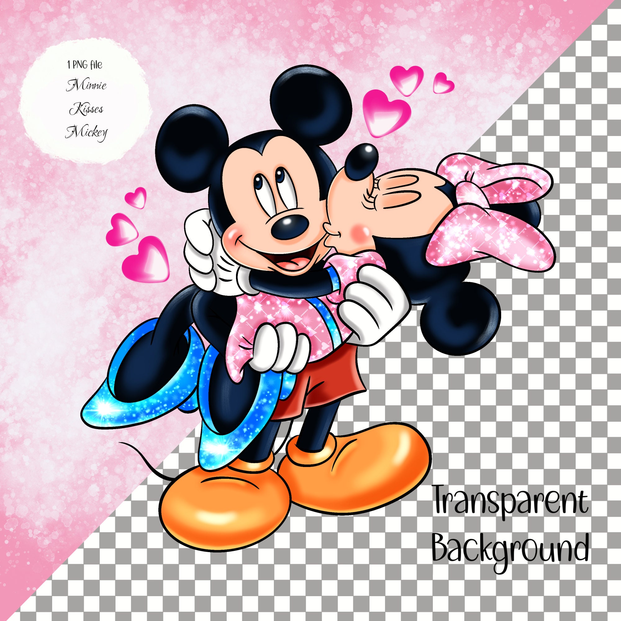 Minnie Kisses Mickey Mouse PNG File | Happy Valentine's Day