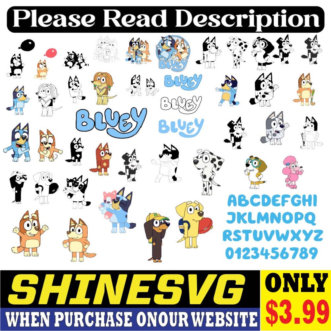 40 Designs Bluey SVG Bundle And Full Alphabet SVG Bluey svg - Etsy.de