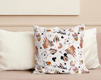 Disney Mickey Pillow Cover, Disney Home Decor, Nursery Decoration, 14x14 Throw Pillow, 16x16 Accent Pillow, 18x18 Couch Pillow, 20x20 Pillow