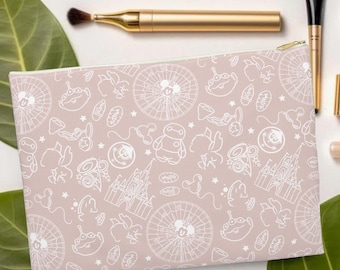 Bolsa para accesorios de Disney World, bolsa pequeña para maquillaje, bolsa para brochas de maquillaje personalizada, bolsa para maquillaje personalizada, bolsa para artículos de tocador con monograma, estuche para lápices