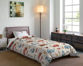 Couette pour tout-petit Cars Lightning McQueen et Mater, literie Disney, chambre d'enfants, décoration d'intérieur Disney, chambre de bébé, literie douillette pour enfants