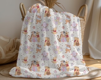 Manta Sherpa de Winnie the Pooh, manta de Tigger para niños pequeños, manta personalizable para bebé, decoración del hogar de Disney, manta de Disney para niños, regalo de baby shower