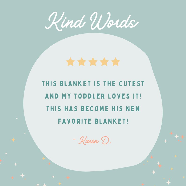 Peut inclure: Un avis cinq &eacute;toiles pour une couverture avec le texte "Cette couverture est la plus mignonne et mon tout-petit l'adore&nbsp;! Elle est devenue sa nouvelle couverture pr&eacute;f&eacute;r&eacute;e&nbsp;! - Karen D."