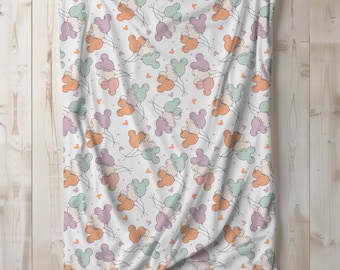 Mickey Balloon Sherpa Blanket, Toddler Blanket, Customizable Baby Blanket, Disney Home Decor, Disney Blanket for Kids, Baby Shower Gift