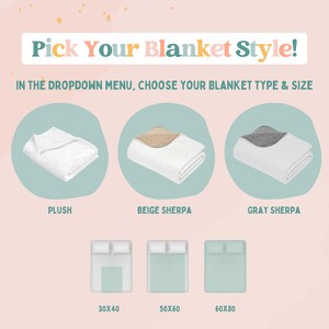 Peut inclure: Trois styles de couvertures diff&eacute;rents sont pr&eacute;sent&eacute;s&nbsp;: en peluche, en sherpa beige et en sherpa gris. Chaque couverture est pr&eacute;sent&eacute;e pli&eacute;e et il existe trois tailles diff&eacute;rentes&nbsp;: 30 x 40 pouces, 50 x 60 pouces et 60 x 80 pouces.