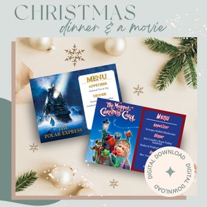 Christmas Movie Night Dinner Menu, Dinner and Movie Date Night, Fun Family Activity, Kid Friendly Holiday Meal Plan, Digital Download Recipe