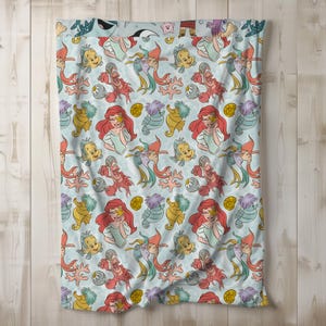 Little Mermaid Sherpa Blanket, Disney Princess Ariel Blanket for Kids, Customizable Baby Blanket, Gift for Girls, Disney Plush Blanket