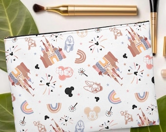 Bolsa para accesorios con diseño de castillo de Disney World, pequeña bolsa de maquillaje, bolsa para brochas de maquillaje personalizada, bolsa de maquillaje personalizada, bolsa de artículos de tocador con monograma, estuche para lápices