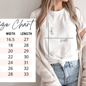 May include: Size chart for a t-shirt with measurements in inches for width and length. Sizes include XS, S, M, L, XL, 2XL, and 3XL.