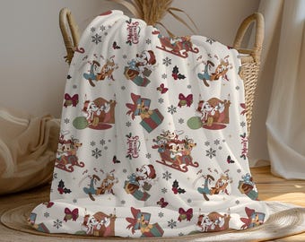 Couverture de Noël en sherpa Mickey Mouse, décoration d'intérieur Disney, couverture personnalisable pour bébé, couverture en velours de velours pour tout-petits, cadeau de Noël Disney