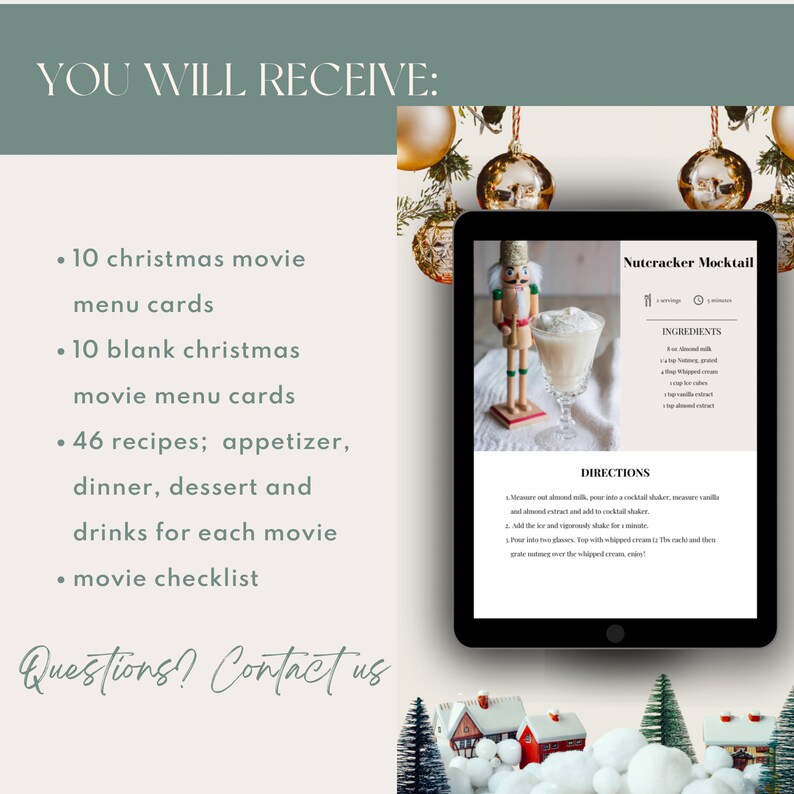 Christmas Movie Night Dinner Menu, Dinner and Movie Date Night, Fun