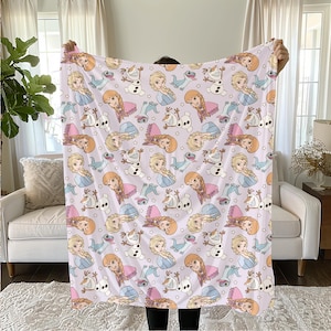 Frozen Baby Blanket, Baby Shower Gift, Customizable Blanket, Disney Blanket, Disney Home Decor, Ana and Elsa Blanket, Sherpa Blanket