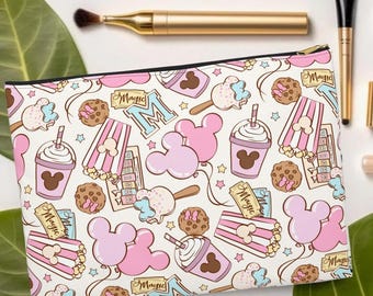 Bolsa para accesorios de Disney World, bolsa pequeña para maquillaje, bolsa para brochas de maquillaje personalizada, bolsa para maquillaje personalizada, bolsa para artículos de tocador con monograma, estuche para lápices