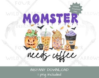 Momster Halloween Png, Spooky Mama Pumpkin Spice Shirt Png, Halloween Mom design, Spooky Season Download