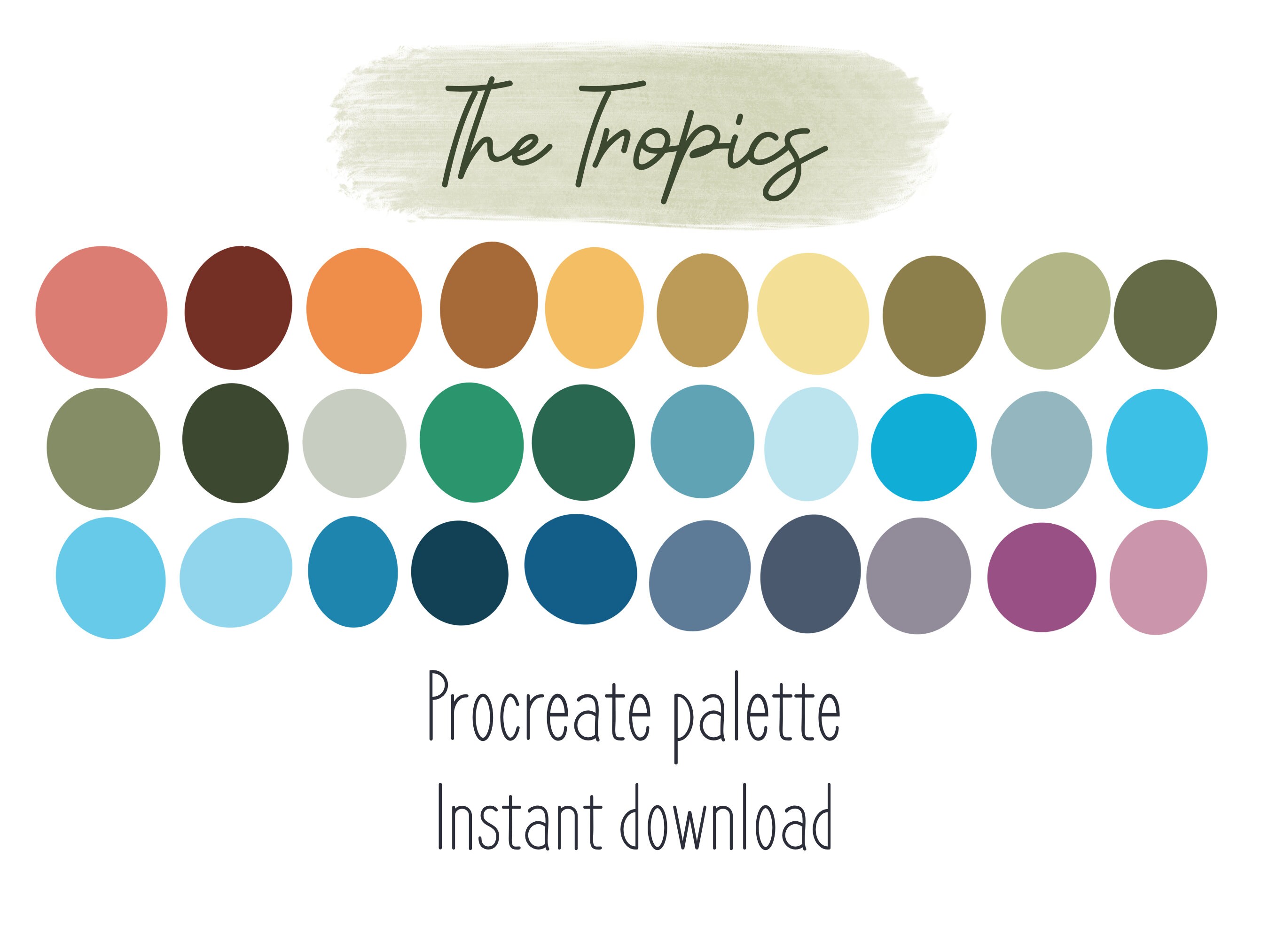 Tropical Color Palette for Procreate - Etsy