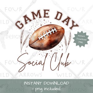 Game Day Social Club PNG, Football mama Era png, Retro Football Shirt png, Fall png, Football Season Png, Football Wife Sublimation Design