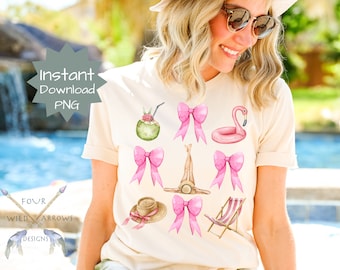 Summer PNG, Summer Coquette Aesthetic PNG, Trendy Summer PNG, Beach Vibes Download, Girly Summer Digital Design, Beach Babe