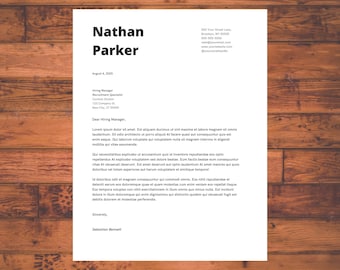 White Simple Professional Cover Letter Template | Cover Letter Template | Editable Cover Letter