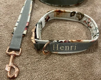 Personalized dog leash with rose gold clasps