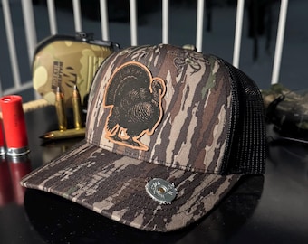 Turkey Hunter Hat with Real Shell in Brim • Hunting Cap for Men • Rustic Outdoor Gift