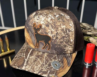 Buck Hunter Hat with Real Shell in Brim • Hunting Cap for Men • Rustic Outdoor Gift