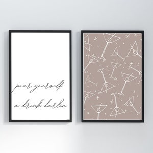 Bar Cart Signs, Set van 2| PNG Afdrukbare kunst aan de muur| Kunst aan de muur| Bar teken| Afdrukbare Home Decor