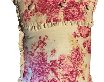Red and White Flower Decorative Pillow - Floral Accent Cushion for Home Decor, Floral pillow, Decorative Pillow