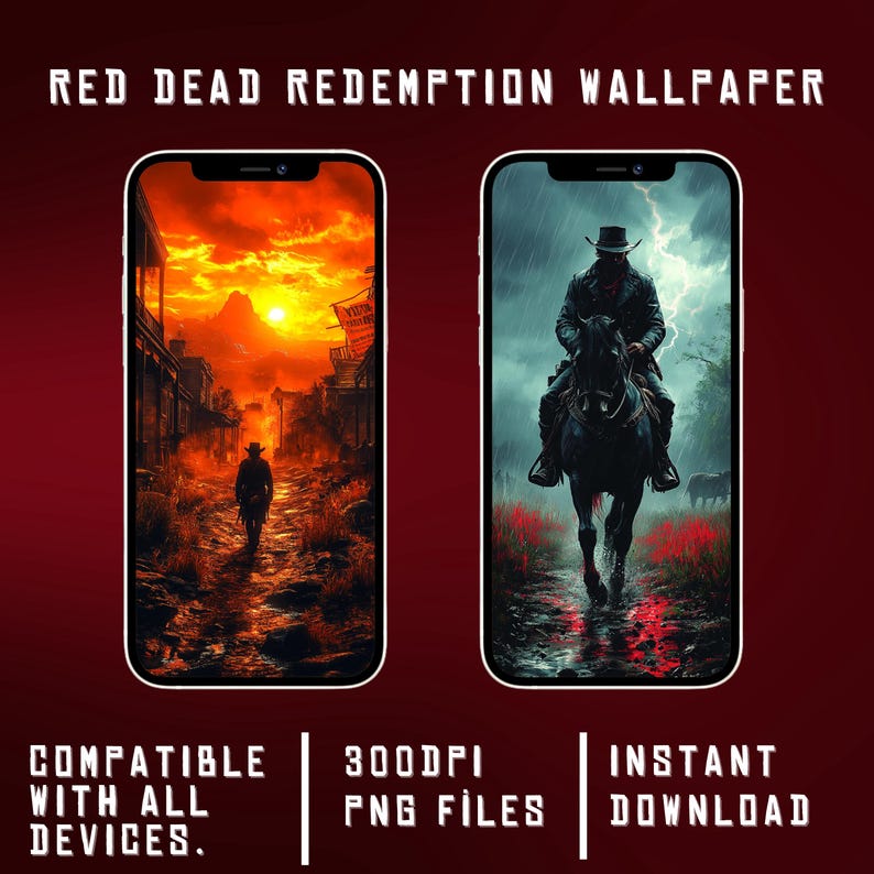 Rdr2 Lockscreen Red Dead Redemption Digital Phone Wallpaper Set – Cowboy Western ...
