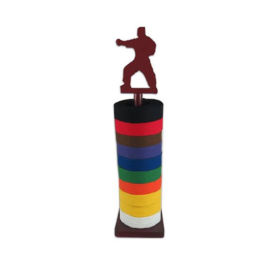 Round Martial Arts Belt Display Stand With Karate Figure Gifts Etsy