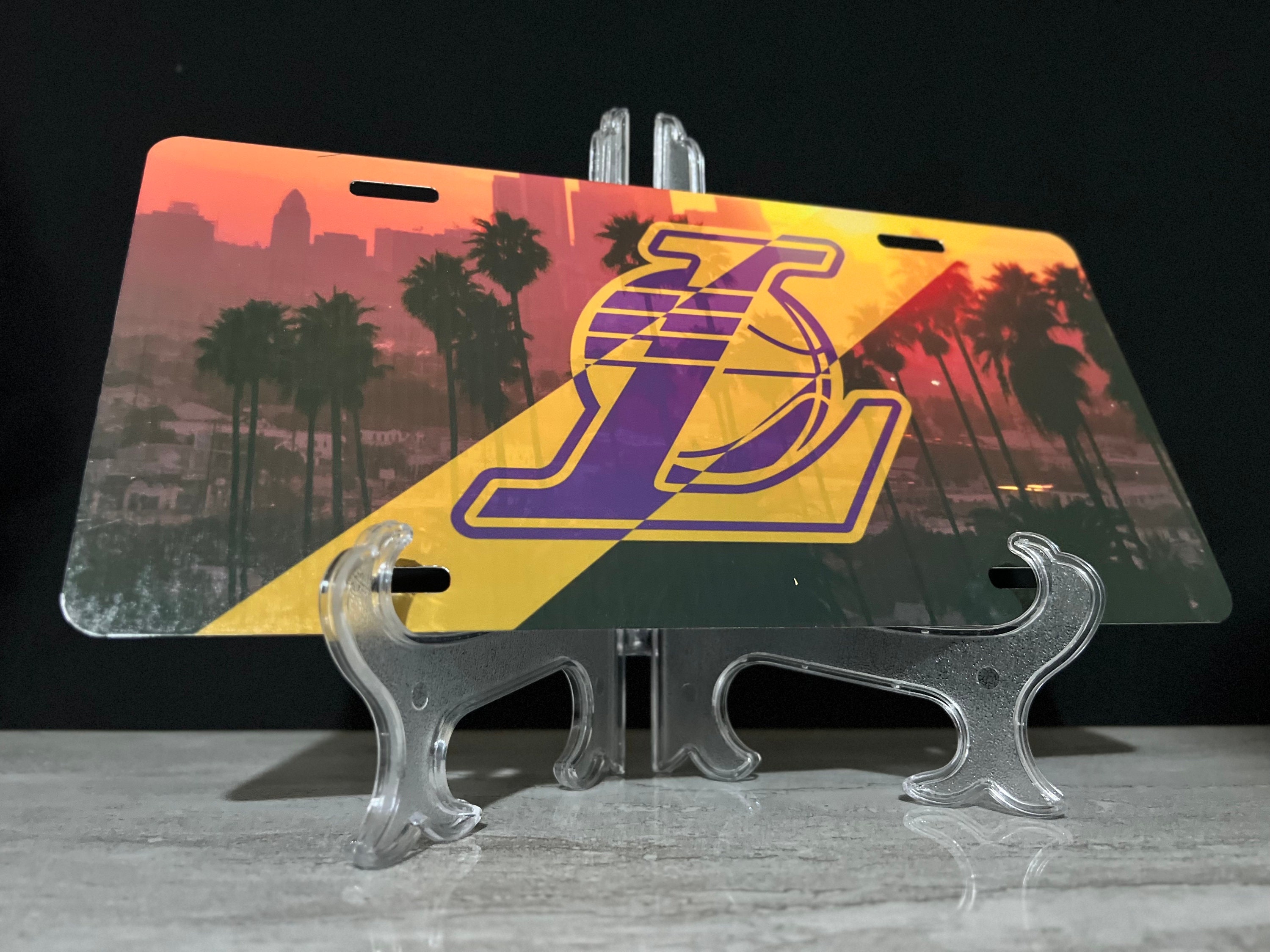 Los Angeles Lakers Fan License Plate Framed Collage Memorabilia