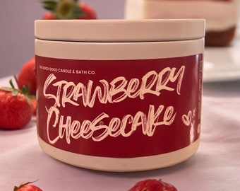 Strawberry Cheesecake Soy Candle: Creamy Dessert Scent, 6 oz