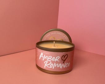 Amber Vanilla Soy Candle | Romantic Scent, Valentine's Gift