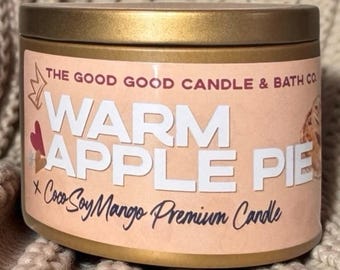 Warm Apple Pie Candle: Soy Coconut Mango Wax, Fall Home Decor
