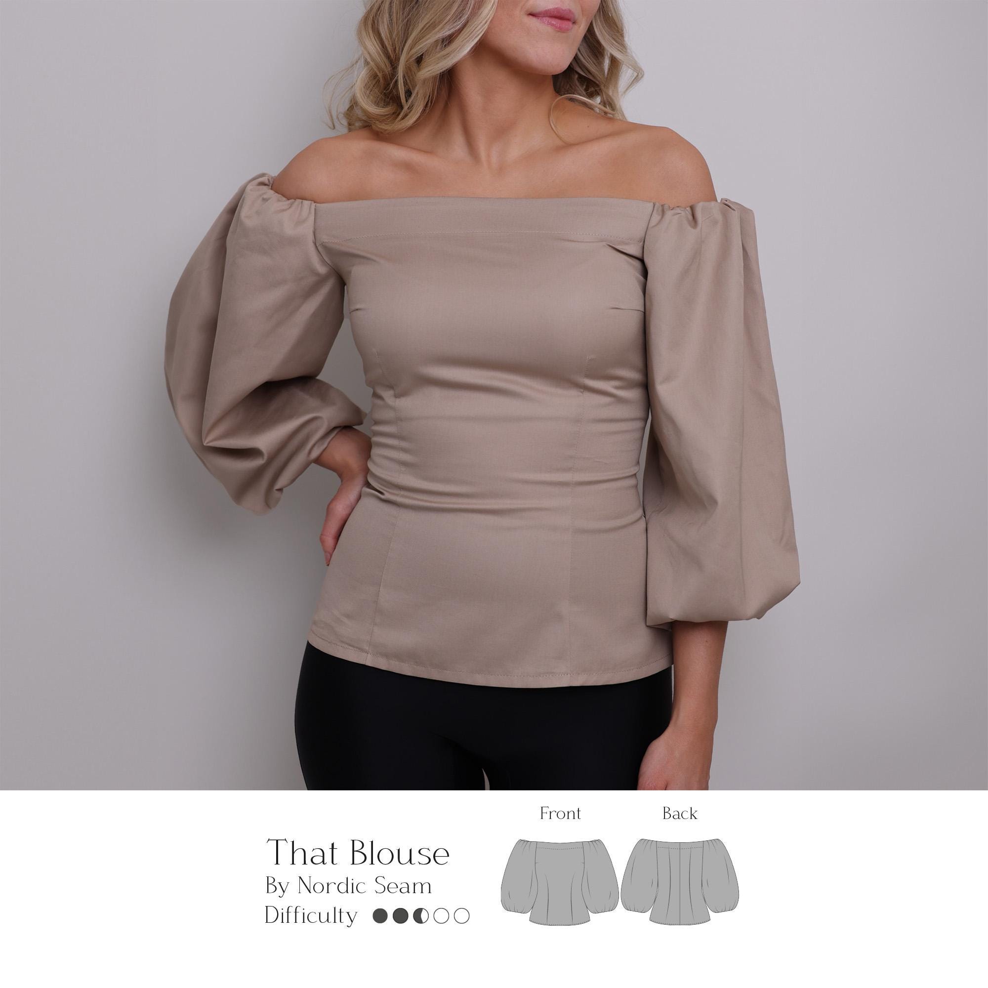 Off-shoulder Puff Sleeve Blouse Sewing Pattern | Women's Sizes EU 32-50 ...
