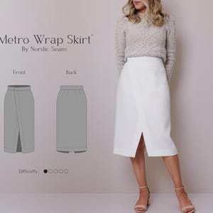 Wrap Skirt Sewing Pattern - Instant Downloadable PDF - Easy, Beginner-Friendly - Detailed Instructions - EU 32-50, US 02-20 Metro Wrap Skirt