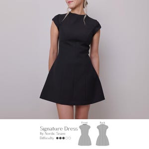 Cap Sleeves Dress Sewing Pattern PDF | High Neck Dress Pattern | Mini dress pattern | Wedding Dress Sewing Pattern | A-Line Dress Pattern