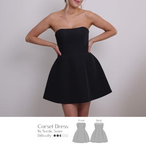 砂時計型コルセットミニドレスの縫製パターン｜ストラップレスパーティードレス（デジタルパターン）