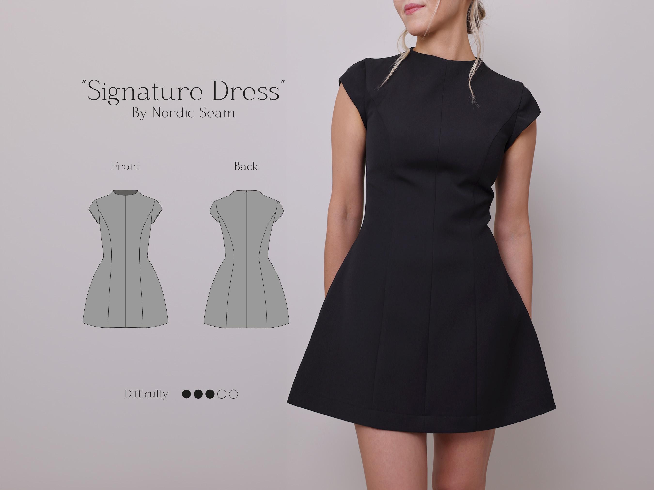 Cap Sleeves Dress Sewing Pattern PDF | High Neck Dress
