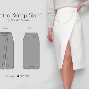 Wrap Skirt Sewing Pattern - Instant Downloadable PDF - Easy, Beginner-Friendly - Detailed Instructions - EU 32-50, US 02-20 Metro Wrap Skirt