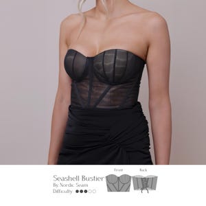 Seashell Bustier Corset Top. Size 65AA - 100DD. Digital Sewing Pattern & Tutorial - Letter and A4 Print. Includes YouTube Video Tutorial